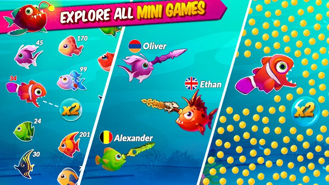 Взлом Big Eat Fish Games Shark Games  [МОД Много монет] — полная версия apk на Андроид screen 1