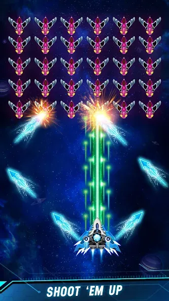 Скачать взлом Space shooter — Galaxy attack (Спейс шутер)  [МОД Все открыто] — последняя версия apk на Андроид screen 1