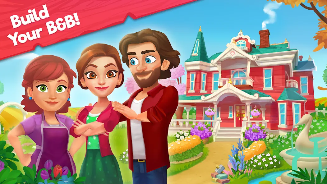 Скачать взлом Delicious B&B: Decor & Match 3  [МОД Unlocked] — последняя версия apk на Андроид screen 1