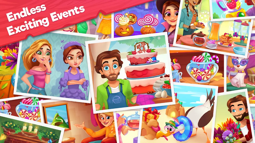 Скачать взлом Delicious B&B: Decor & Match 3  [МОД Unlocked] — последняя версия apk на Андроид screen 3