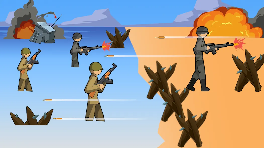 Скачать взломанную Stickman WW2 (Стикмэн Вторая Мировая война)  [МОД Unlocked] — стабильная версия apk на Андроид screen 1