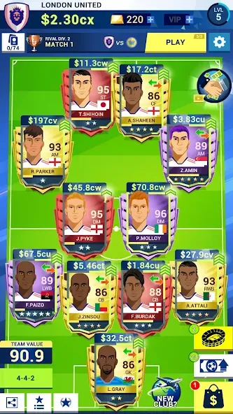 Взлом Idle Eleven — Soccer tycoon (Айдл Илевен)  [МОД Много денег] — последняя версия apk на Андроид screen 1