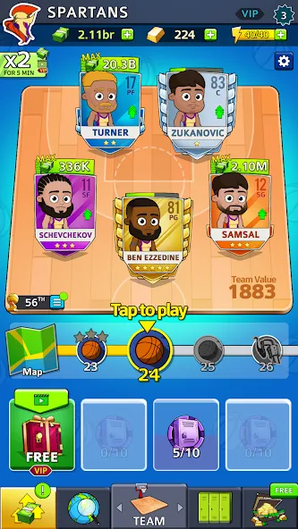 Скачать взлом Idle Five Basketball tycoon (Айдл Файв Баскетбольный тайкун)  [МОД Меню] — последняя версия apk на Андроид screen 3