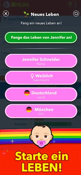 Взломанная BitLife DE — Lebenssimulation (Битлайф ДЕ)  [МОД Бесконечные монеты] — последняя версия apk на Андроид screen 1