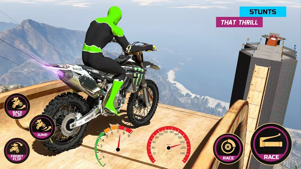 Скачать взлом Racing Bike Stunt Games Master (Гонки на мотоциклах Мастер игр в трюки)  [МОД Все открыто] — стабильная версия apk на Андроид screen 2