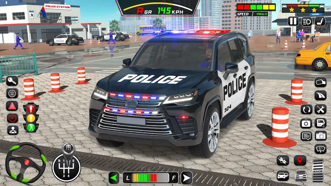 Взлом Police Car Driving School Game (Полицейская школа вождения автомобилей)  [МОД Много монет] — последняя версия apk на Андроид screen 1