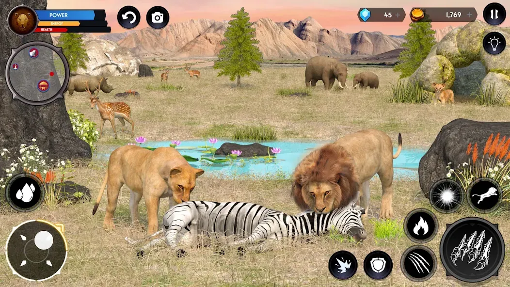 Взломанная Lion Simulator Wild Lion Games  [МОД Много монет] — последняя версия apk на Андроид screen 2