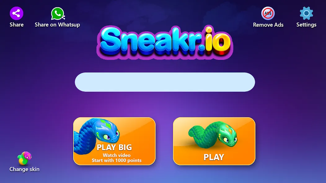 Скачать взломанную Sneak.io — Snake Game  [МОД Mega Pack] — полная версия apk на Андроид screen 5