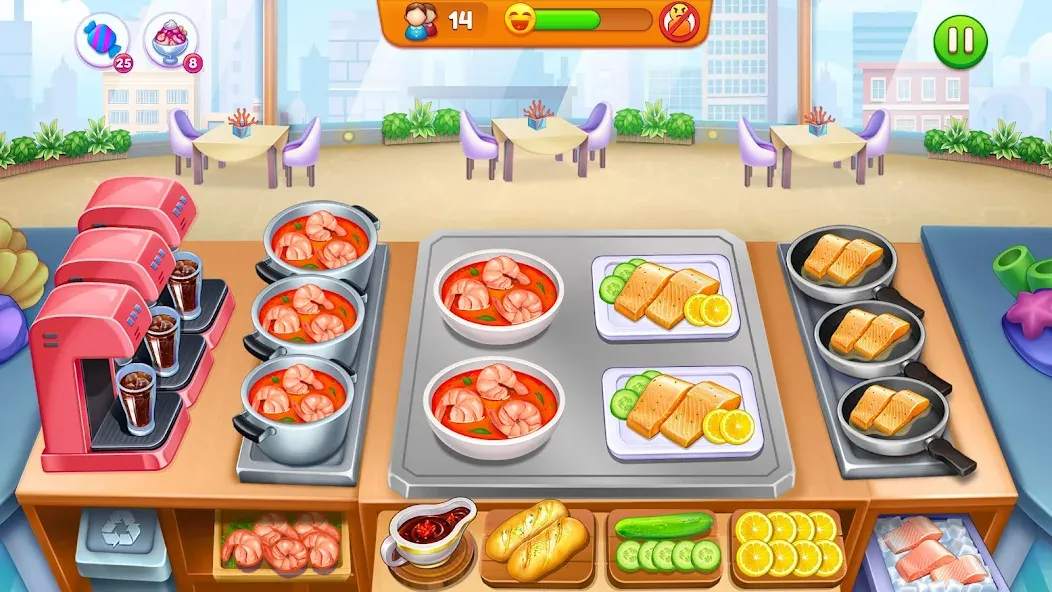 Взломанная Cooking Restaurant Food Games  [МОД Много денег] — стабильная версия apk на Андроид screen 1