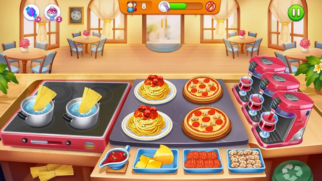 Взломанная Cooking Restaurant Food Games  [МОД Много денег] — стабильная версия apk на Андроид screen 2