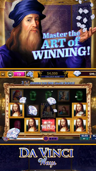 Взломанная Da Vinci Diamonds Casino – Bes (Да Винчи Даймондс Казино)  [МОД Unlimited Money] — последняя версия apk на Андроид screen 2