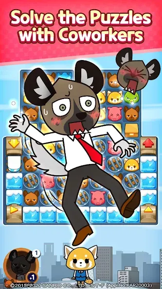 Скачать взломанную Aggretsuko : Match 3 Puzzle (Аггретсуко)  [МОД Все открыто] — стабильная версия apk на Андроид screen 2