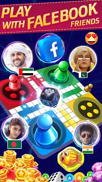 Скачать взломанную Online Ludo Game Multiplayer (Лудо Мастер Лудо Дайс Кинг)  [МОД Unlocked] — последняя версия apk на Андроид screen 1