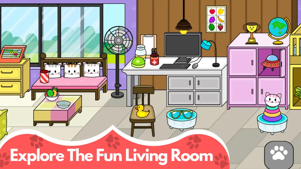 Взломанная My Cat Town — Cute Kitty Games  [МОД Все открыто] — последняя версия apk на Андроид screen 2