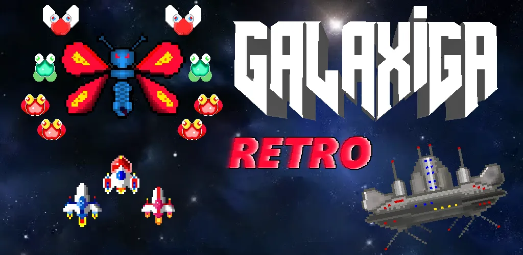 Скачать взлом Galaxiga Retro Arcade Action (Галаксига Ретро Аркейд Экшн)  [МОД Бесконечные деньги] — полная версия apk на Андроид screen 1