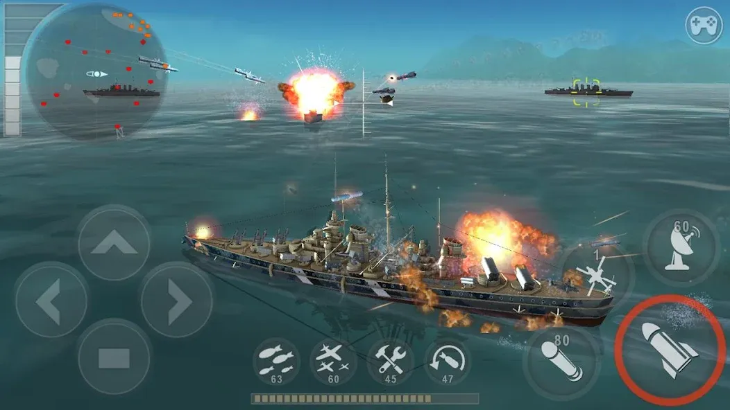 Скачать взлом WARSHIP BATTLE:3D World War II  [МОД Unlocked] — последняя версия apk на Андроид screen 1