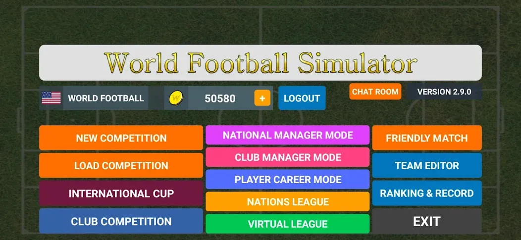 Скачать взломанную World Football Simulator (Мировой Футбольный Симулятор)  [МОД Все открыто] — стабильная версия apk на Андроид screen 1