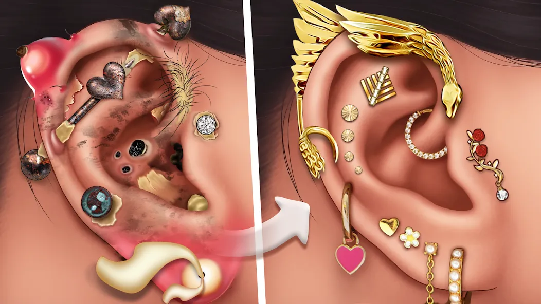 Взломанная Ear Salon ASMR Ear Wax& Tattoo (АСМР)  [МОД Unlimited Money] — полная версия apk на Андроид screen 1