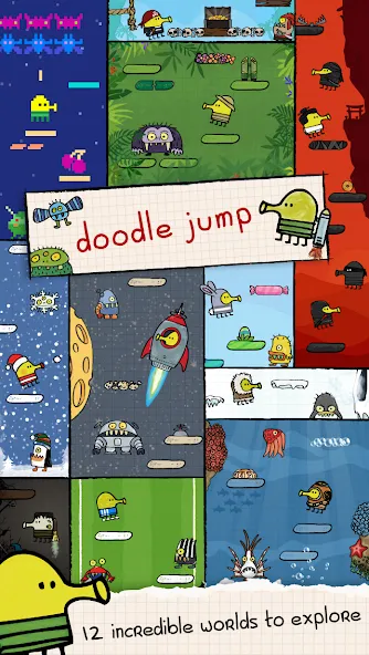 Скачать взломанную Doodle Jump (Дудл Джамп)  [МОД Mega Pack] — стабильная версия apk на Андроид screen 2