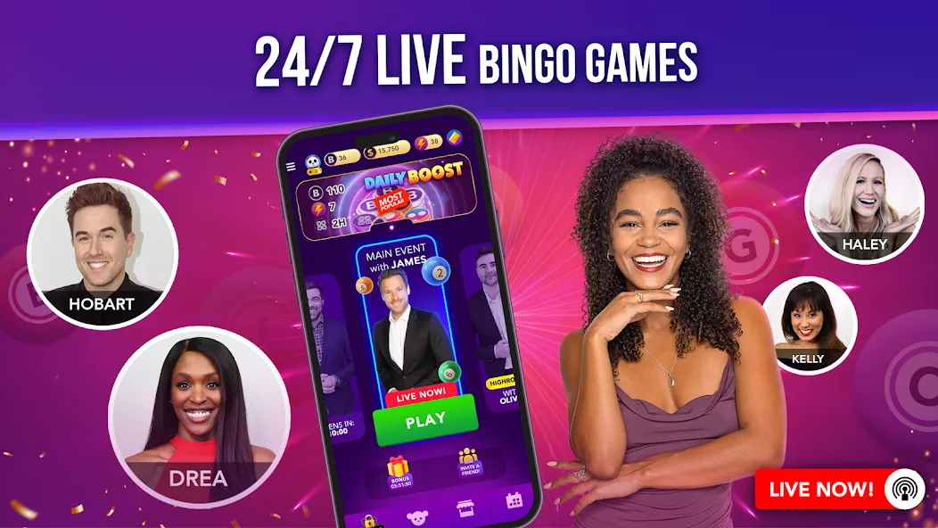 Скачать взломанную Live Play Bingo: Real Hosts (Лайв Плей Бинго)  [МОД Много денег] — последняя версия apk на Андроид screen 3