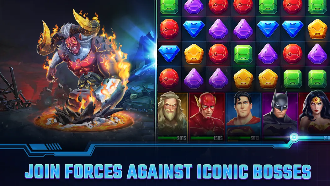 Скачать взломанную DC Heroes & Villains: Match 3  [МОД Много монет] — стабильная версия apk на Андроид screen 4