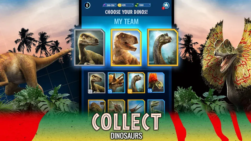 Скачать взломанную Jurassic World Alive (Джурассик Ворлд)  [МОД Mega Pack] — стабильная версия apk на Андроид screen 4