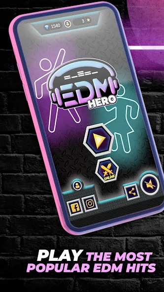 Скачать взлом Guitar Hero Game: EDM Music (ЭДМ)  [МОД Unlocked] — полная версия apk на Андроид screen 1