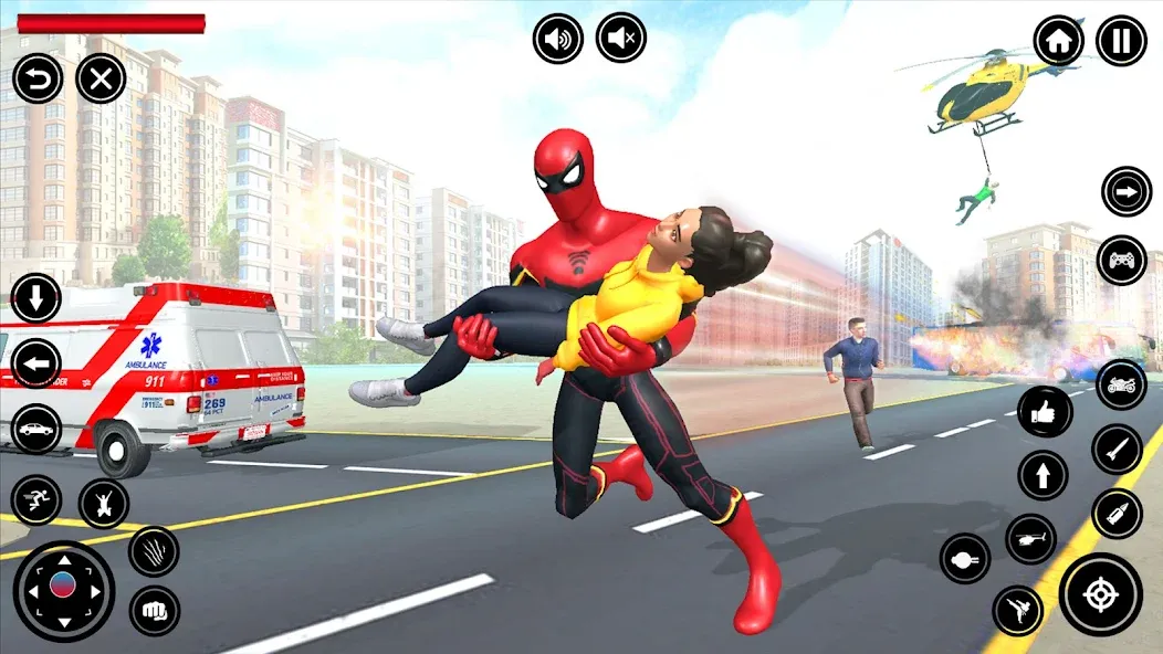 Скачать взлом Flying Spider Rope Hero Fight (Флайинг Спайдер Роп Хиро Файт)  [МОД Mega Pack] — полная версия apk на Андроид screen 2