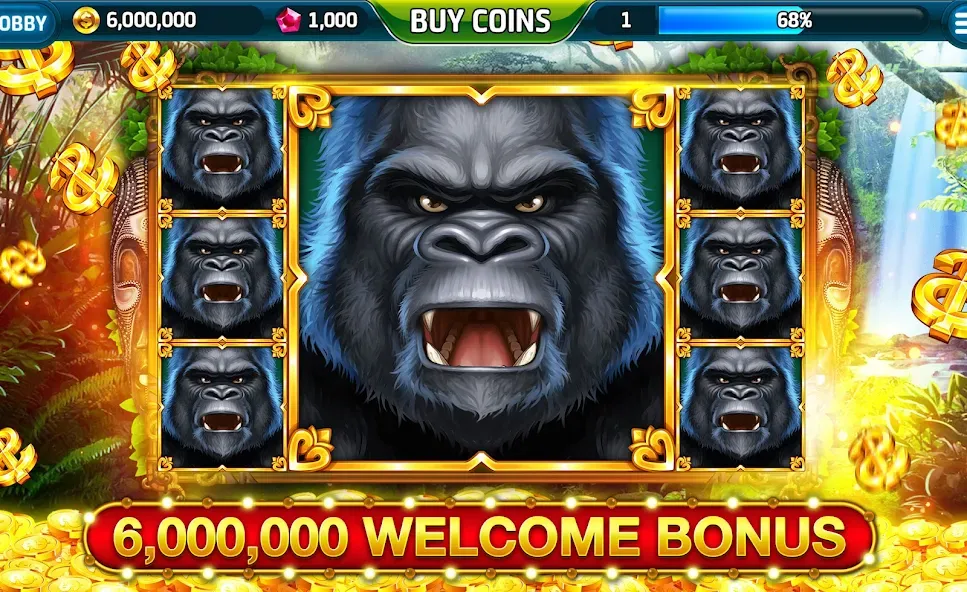 Скачать взломанную Ape Slots: Vegas Casino Deluxe  [МОД Unlimited Money] — стабильная версия apk на Андроид screen 1