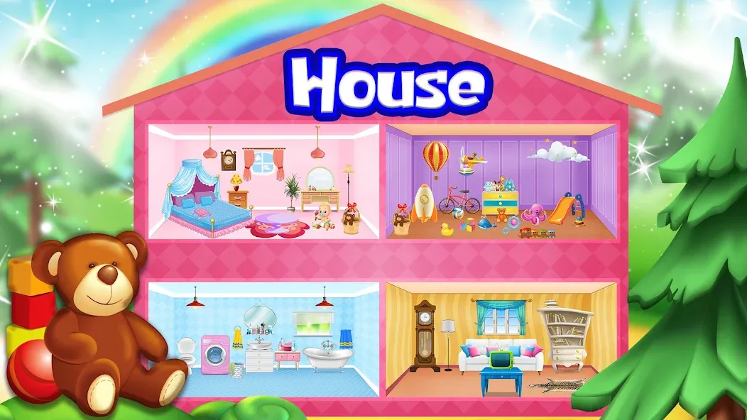 Скачать взломанную Girl Doll House Design & Clean  [МОД Все открыто] — стабильная версия apk на Андроид screen 1