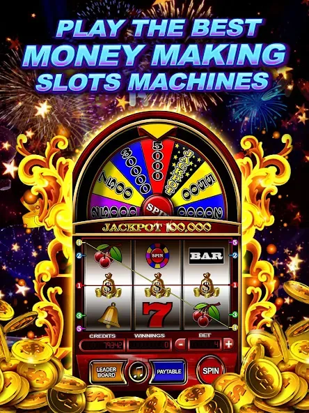 Скачать взлом Money Wheel Slot Machine Game (Мани Вил Слот Машине Гейм)  [МОД Много монет] — полная версия apk на Андроид screen 3