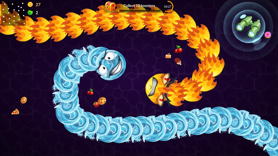 Скачать взломанную Snake vs Worms: Fun .io Zone  [МОД Mega Pack] — полная версия apk на Андроид screen 2