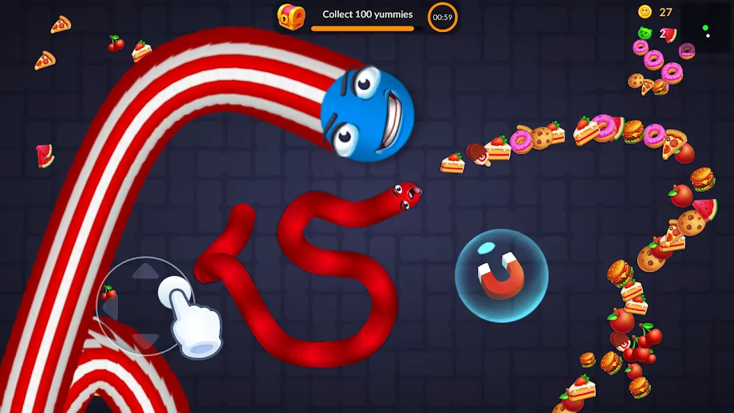 Скачать взломанную Snake vs Worms: Fun .io Zone  [МОД Mega Pack] — полная версия apk на Андроид screen 3