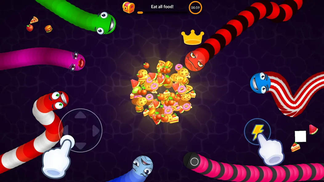 Скачать взломанную Snake vs Worms: Fun .io Zone  [МОД Mega Pack] — полная версия apk на Андроид screen 4