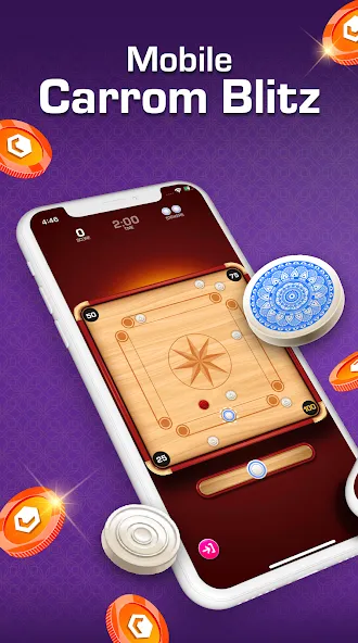 Скачать взлом Carrom Blitz: Win Rewards (Карром Блиц)  [МОД Unlimited Money] — стабильная версия apk на Андроид screen 1