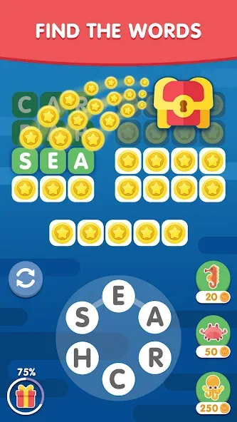 Взлом Word Search Sea: Word Puzzle  [МОД Много денег] — полная версия apk на Андроид screen 1