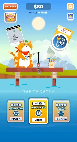 Взломанная Idle Furry Fishing!  [МОД Unlimited Money] — последняя версия apk на Андроид screen 1