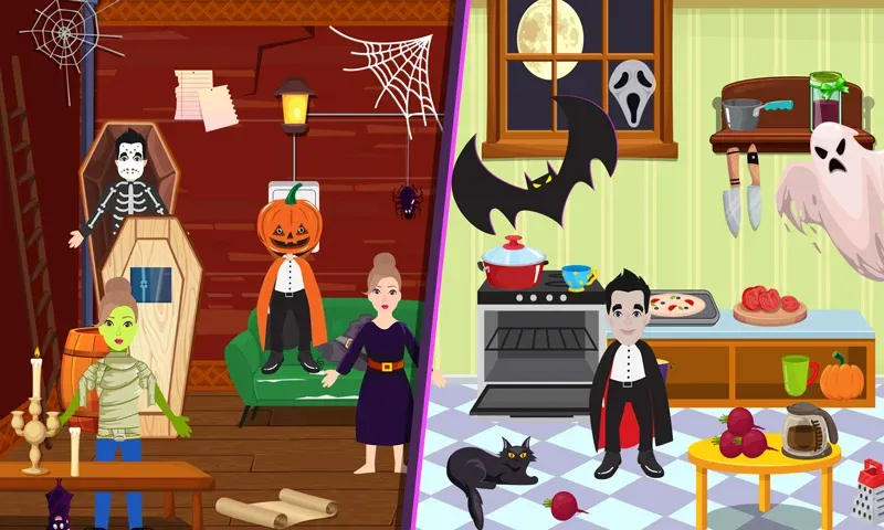 Скачать взломанную Pretend Play Halloween Party (Претендуй на Хэллоуинскую вечеринку)  [МОД Menu] — полная версия apk на Андроид screen 4