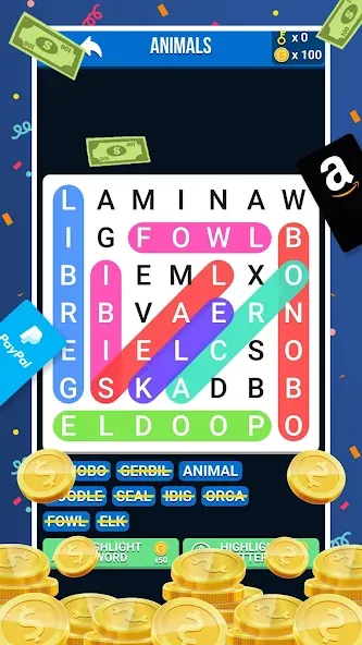 Взломанная Make Money: Word Search (Мейк Мани)  [МОД Меню] — полная версия apk на Андроид screen 2