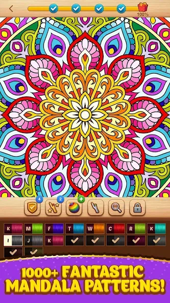 Взломанная Cross Stitch Coloring Mandala (Кроссстиль раскрашивание мандала)  [МОД Menu] — полная версия apk на Андроид screen 1