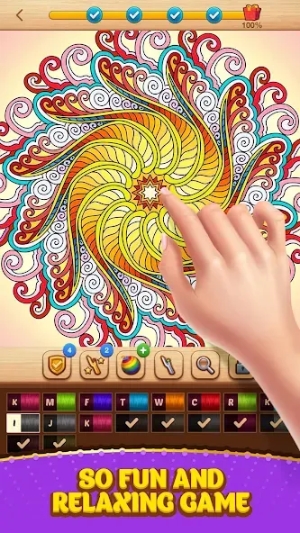 Взломанная Cross Stitch Coloring Mandala (Кроссстиль раскрашивание мандала)  [МОД Menu] — полная версия apk на Андроид screen 3