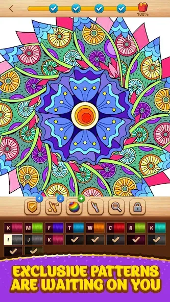 Взломанная Cross Stitch Coloring Mandala (Кроссстиль раскрашивание мандала)  [МОД Menu] — полная версия apk на Андроид screen 4