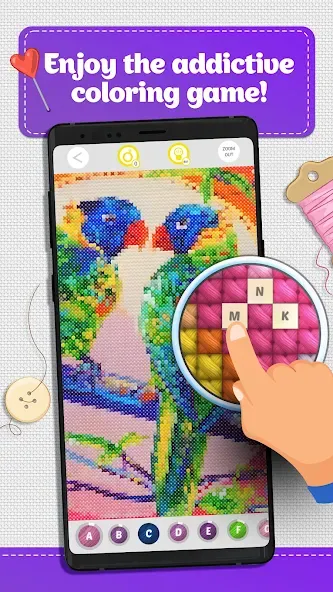 Взлом Cross Stitch Coloring Art (Кроссстич окрашивание искусства)  [МОД Unlimited Money] — последняя версия apk на Андроид screen 1