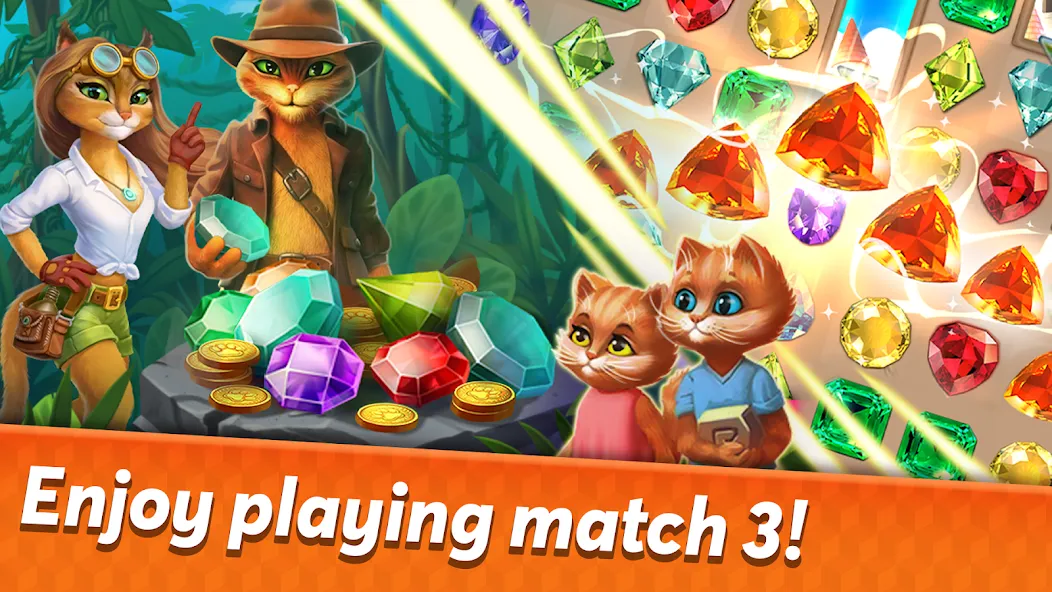 Скачать взлом Indy Cat 2: Match 3 game  [МОД Unlimited Money] — полная версия apk на Андроид screen 1