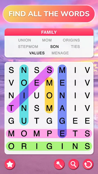 Взлом Word Search — Word Puzzle Game  [МОД Много денег] — последняя версия apk на Андроид screen 1