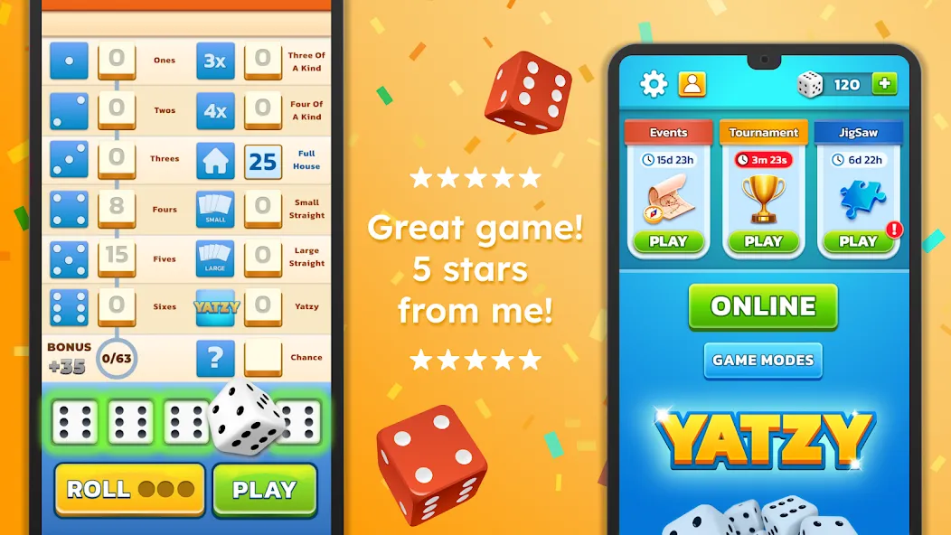 Взломанная Yatzy — Fun Classic Dice Game (Ятзи)  [МОД Все открыто] — стабильная версия apk на Андроид screen 2