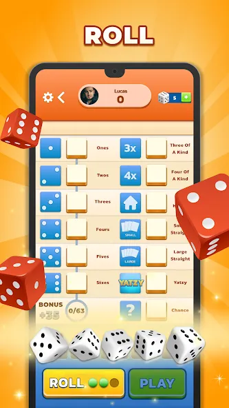 Взломанная Yatzy — Fun Classic Dice Game (Ятзи)  [МОД Все открыто] — стабильная версия apk на Андроид screen 3