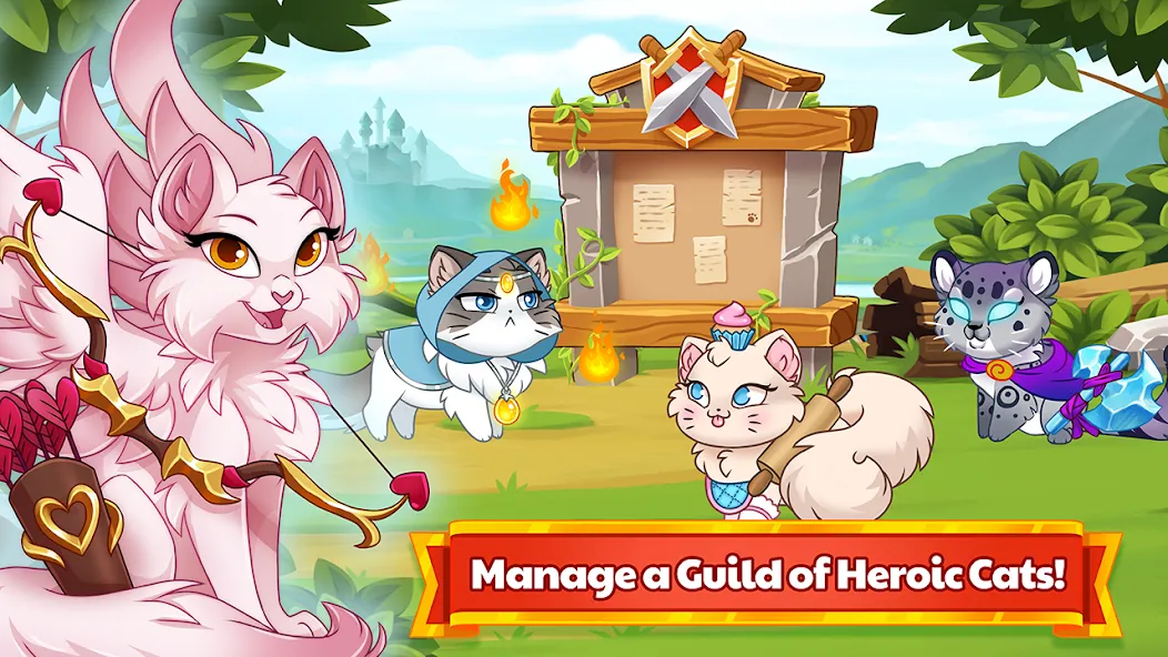 Взлом Castle Cats — Idle Hero RPG (Кэстл Кэтс)  [МОД Много монет] — полная версия apk на Андроид screen 1