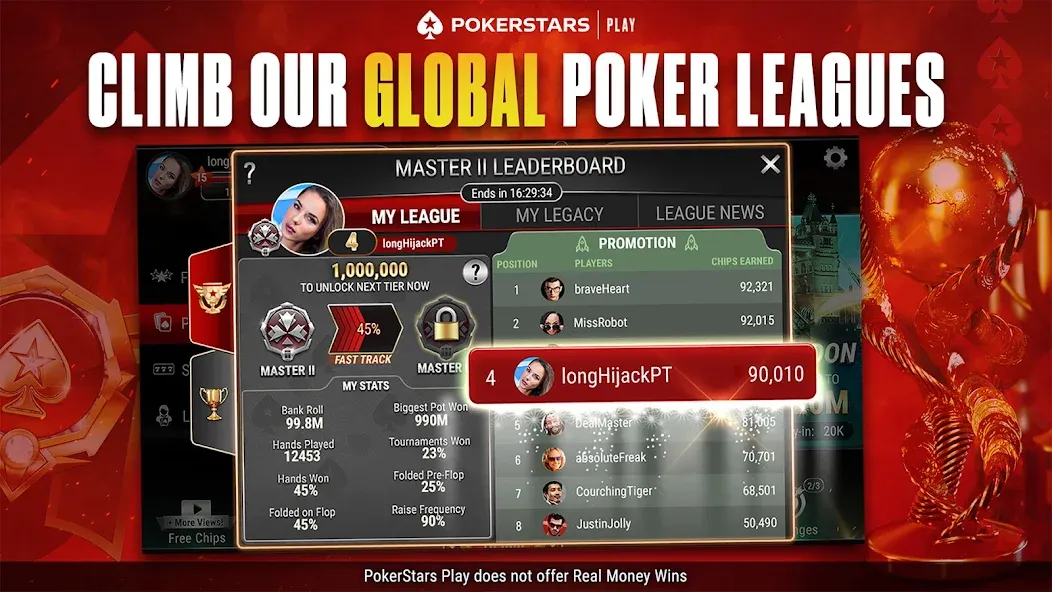 Скачать взломанную PokerStars Play: Texas Hold'em (ПокерСтарс Плей)  [МОД Все открыто] — стабильная версия apk на Андроид screen 2