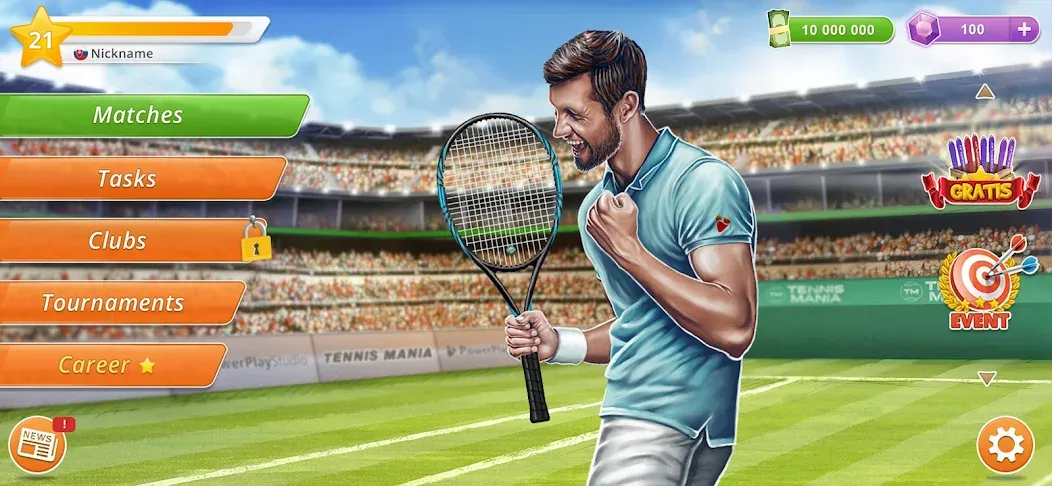 Скачать взломанную Tennis Mania Mobile (Теннис Мания Мобайл)  [МОД Много монет] — последняя версия apk на Андроид screen 2